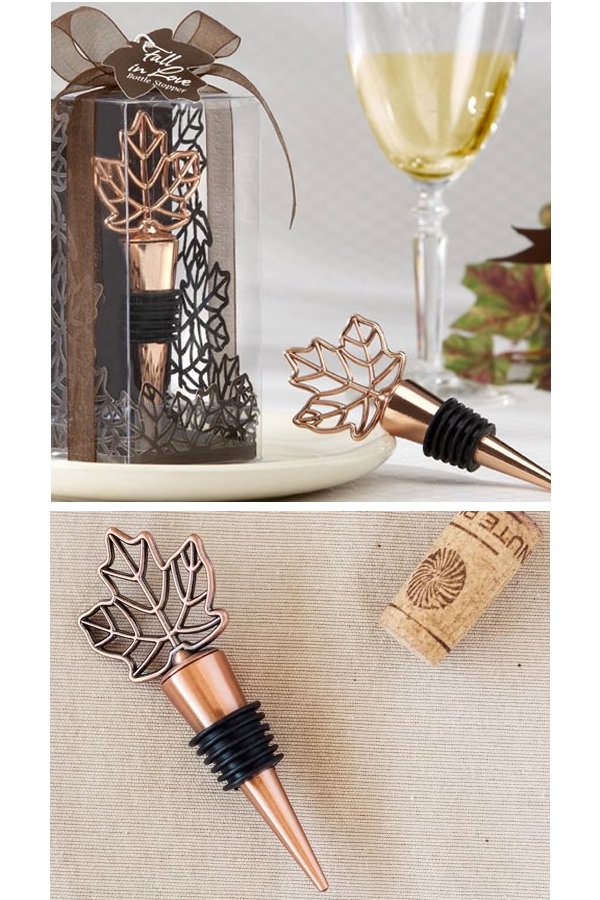 Fall Leaf Bottle Stopper Wedding Favours